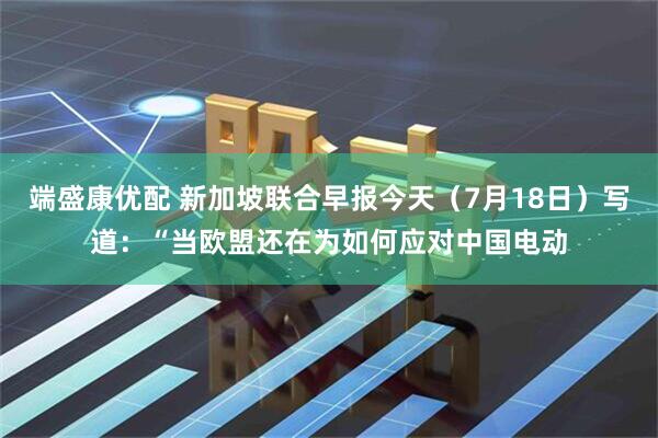 端盛康优配 新加坡联合早报今天（7月18日）写道：“当欧盟还在为如何应对中国电动